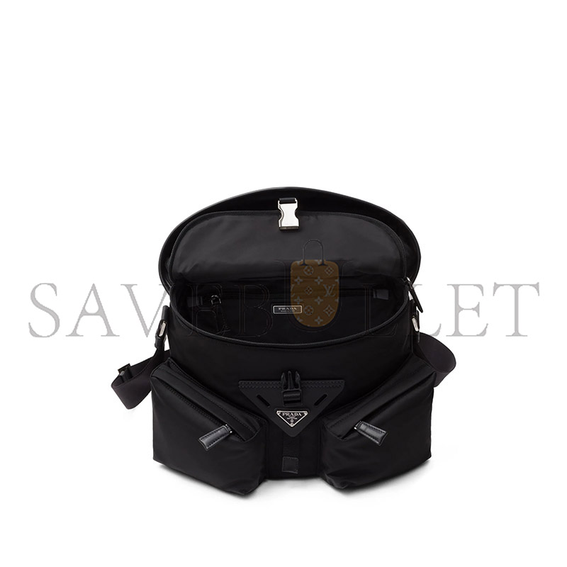 PRADA RE-NYLON AND LEATHER SHOULDER BAG 2VD062 (29*23*15cm) 